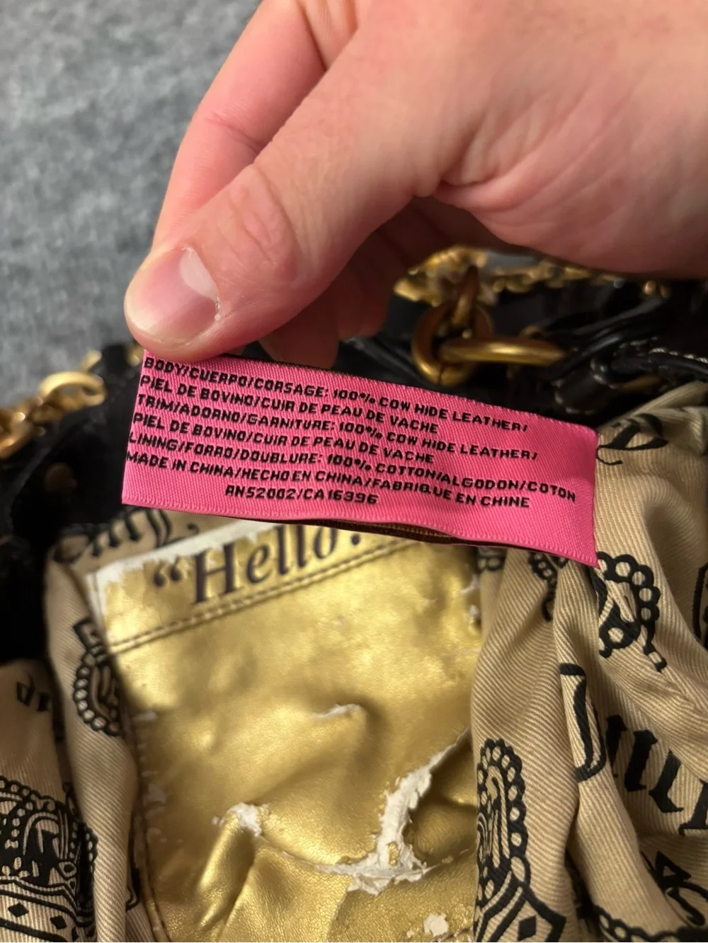RARE Juicy Couture Y2K Scottie Tag Charm Leather Shoulder Bag Black